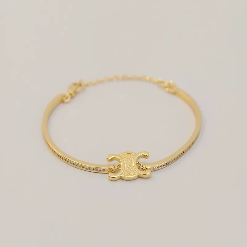 Gold Arc de Triomphe Star Bangle Minimalist Light Luxury
