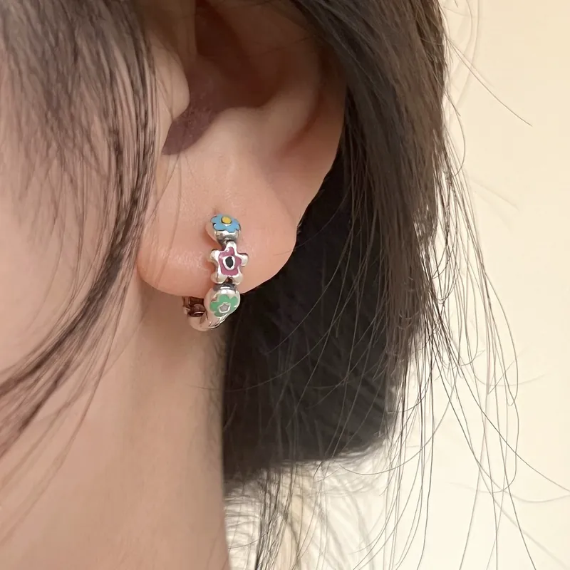 Enamel Flower Ear Cuffs