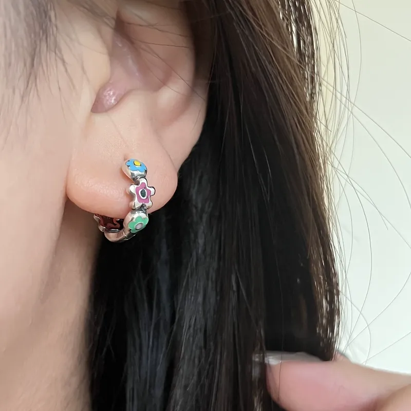 Enamel Flower Ear Cuffs