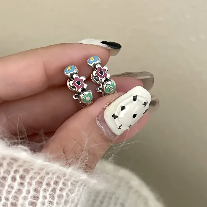 Enamel Flower Ear Cuffs