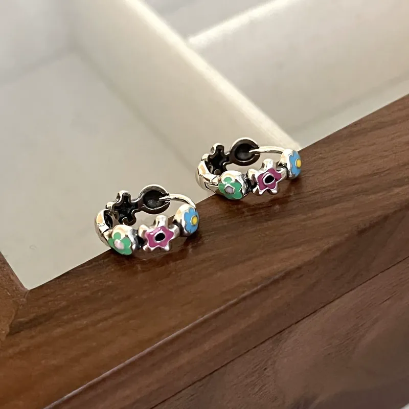 Enamel Flower Ear Cuffs