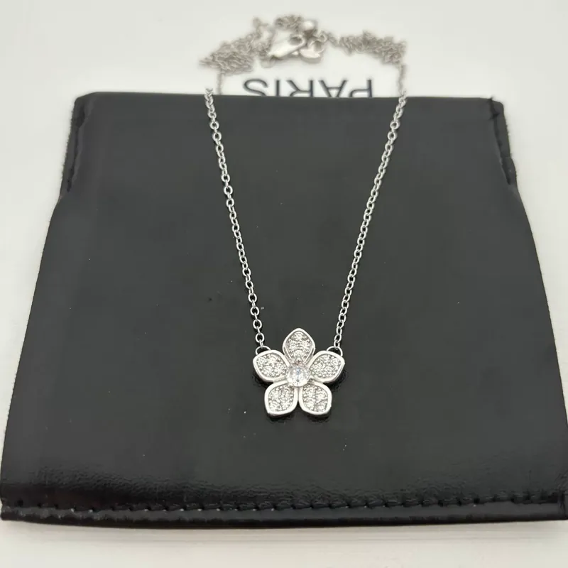 Full Pave Flower Pendant Necklace