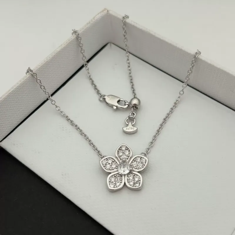 Full Pave Flower Pendant Necklace
