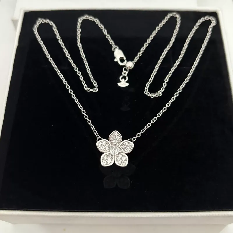 Full Pave Flower Pendant Necklace