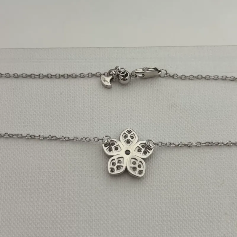 Full Pave Flower Pendant Necklace