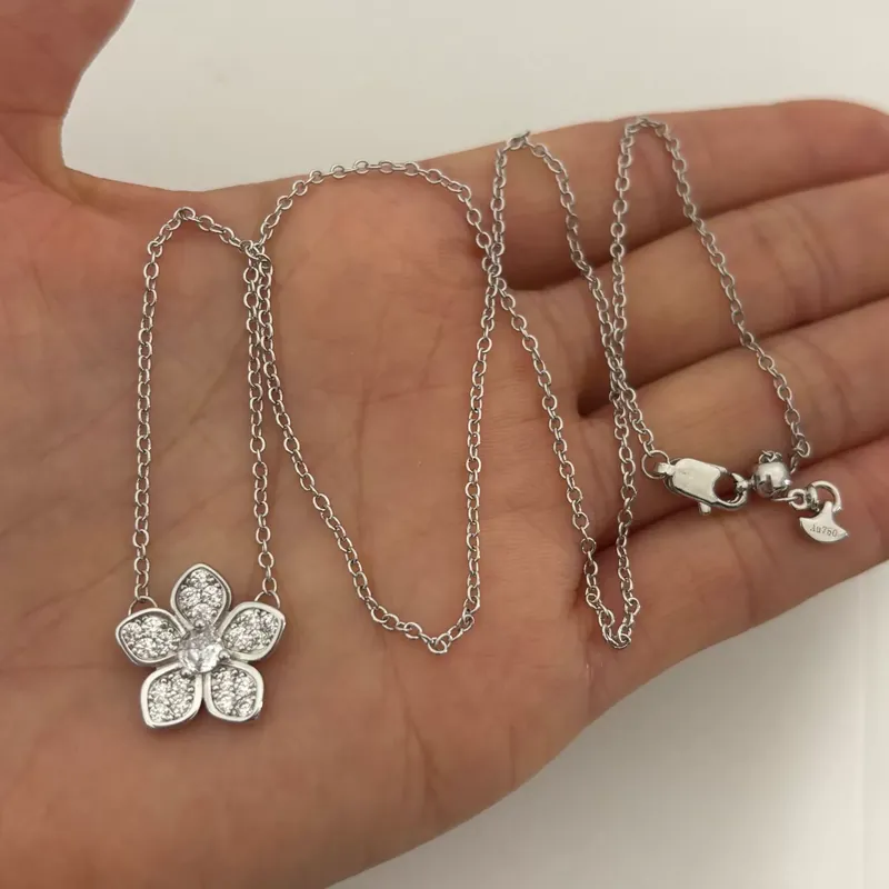 Full Pave Flower Pendant Necklace