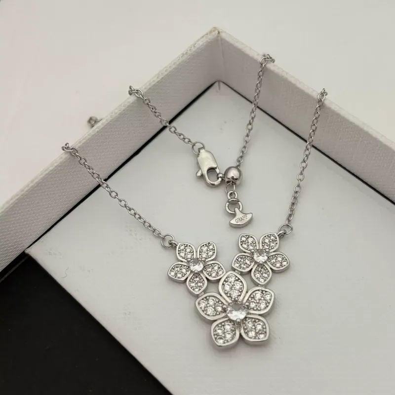 Full Pave Plum Blossom Necklace