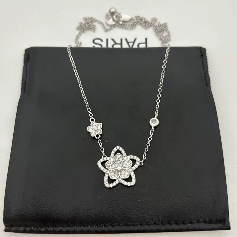 Full Pave Double Flower Necklace
