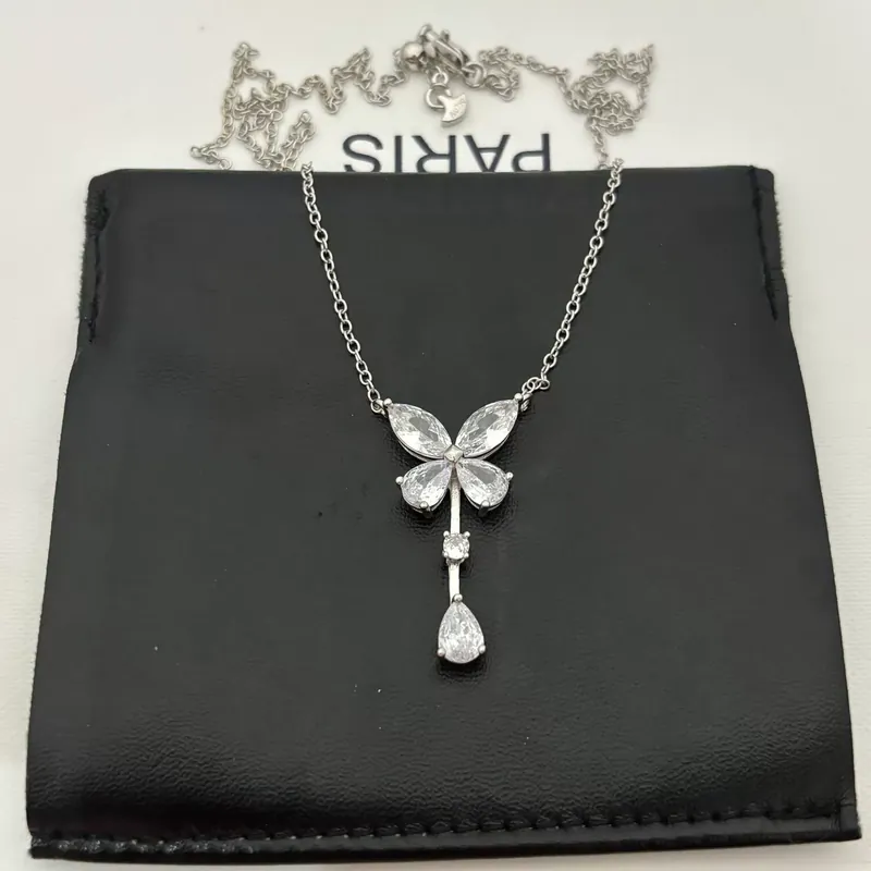 Full Pave Bow Drop Necklace
