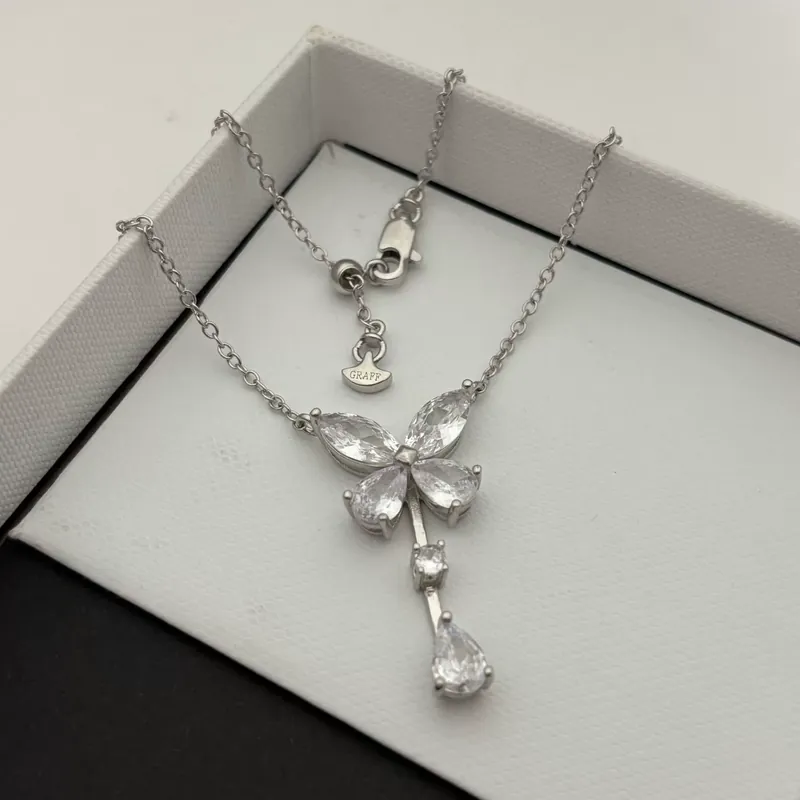 Full Pave Bow Drop Necklace