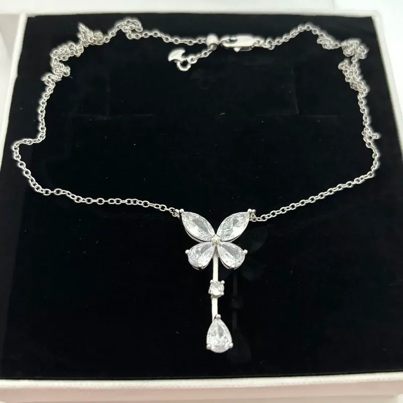 Full Pave Bow Drop Necklace