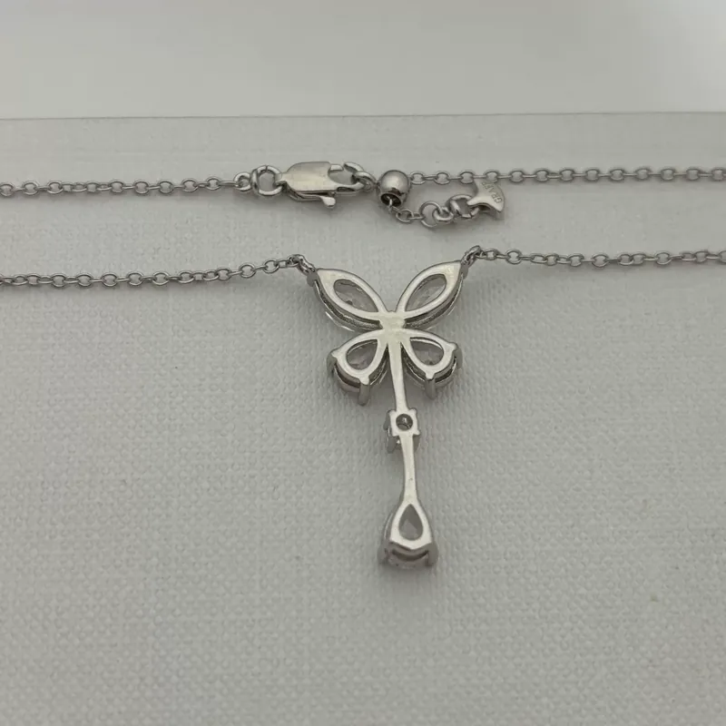Full Pave Bow Drop Necklace