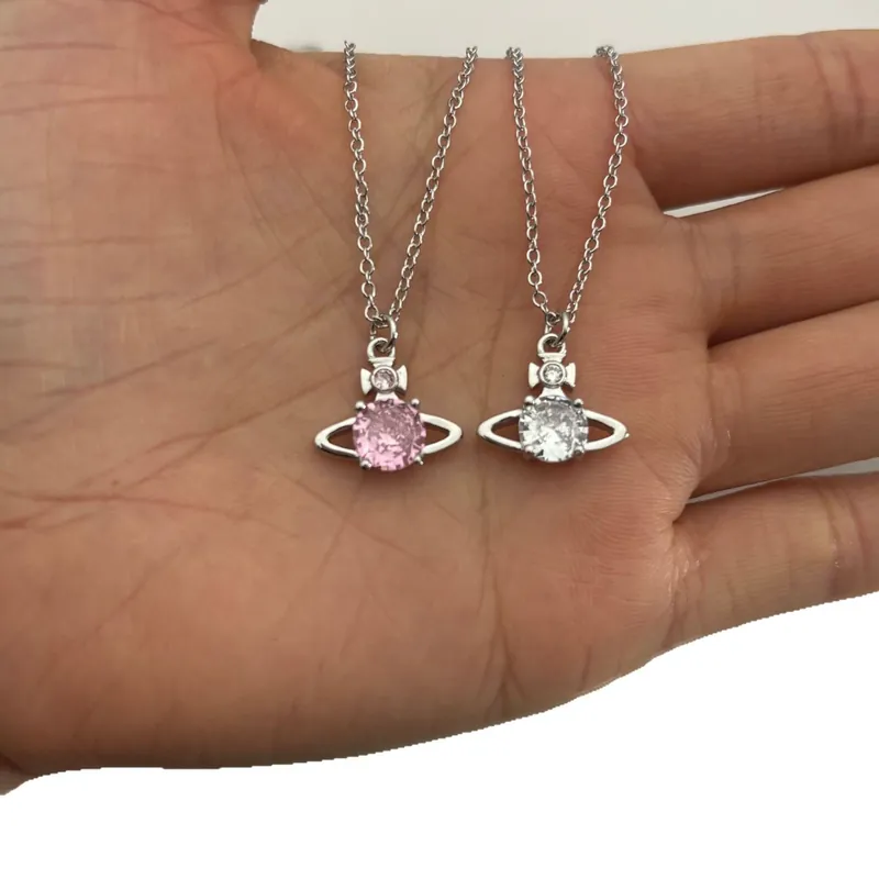 Zircon Saturn Single Stone Necklace