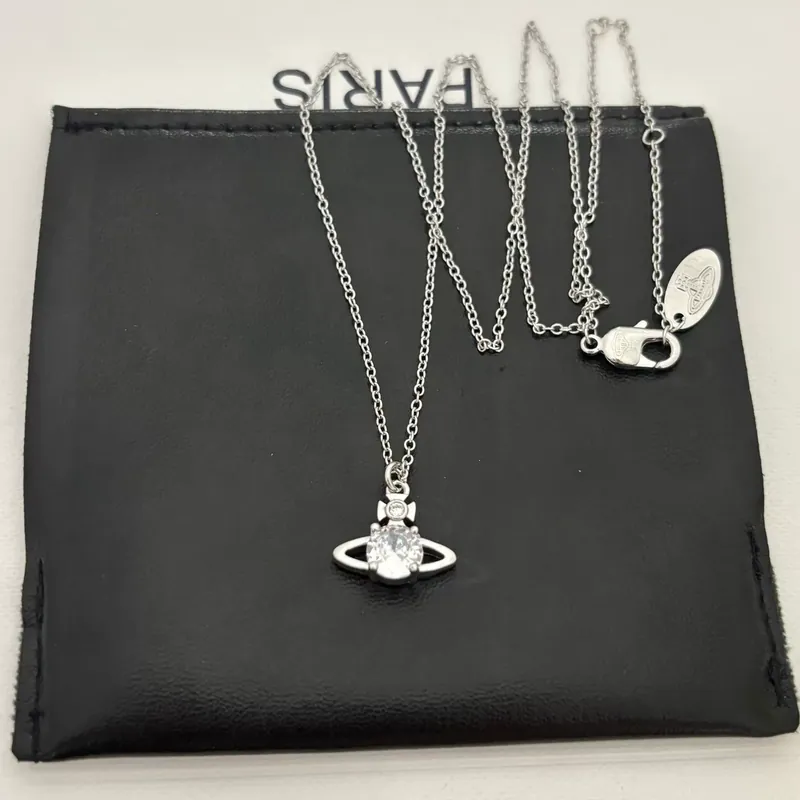 Zircon Saturn Single Stone Necklace