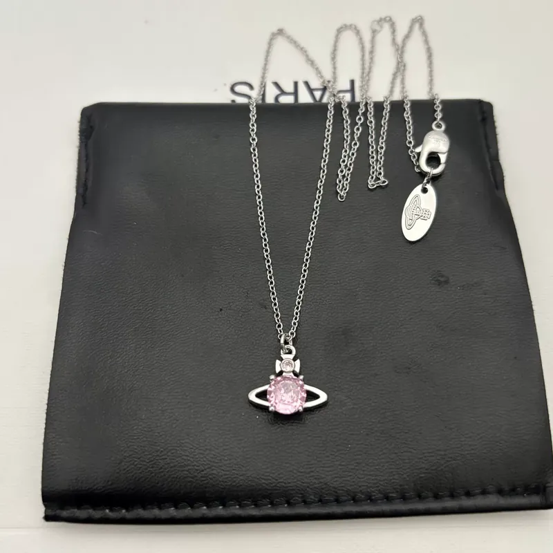 Zircon Saturn Single Stone Necklace
