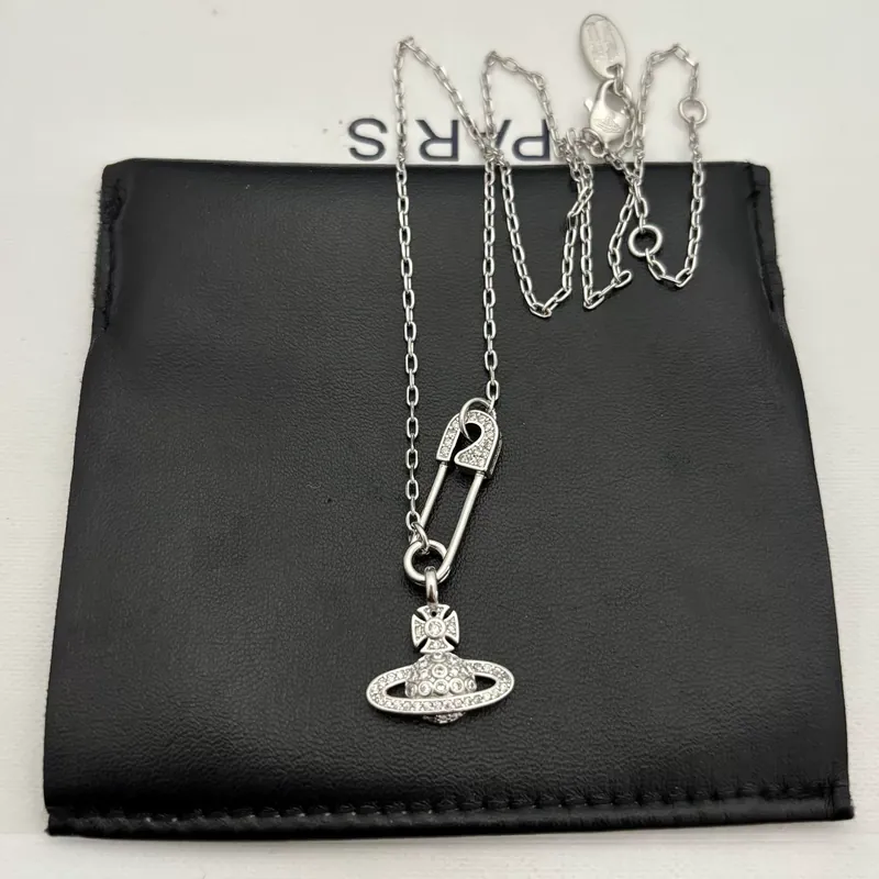 Zircon Saturn Pin Chain Necklace