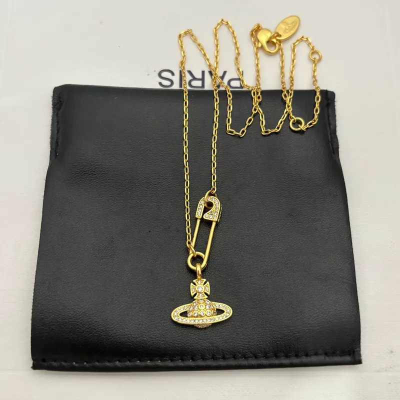 Zirkon Saturn Pin Kette Halskette