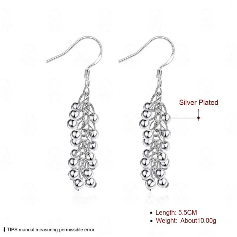 Grape Bead Earrings Silver