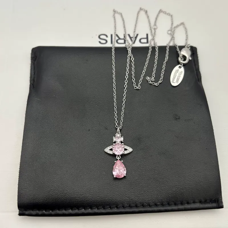 Collier goutte Saturne pavé complet