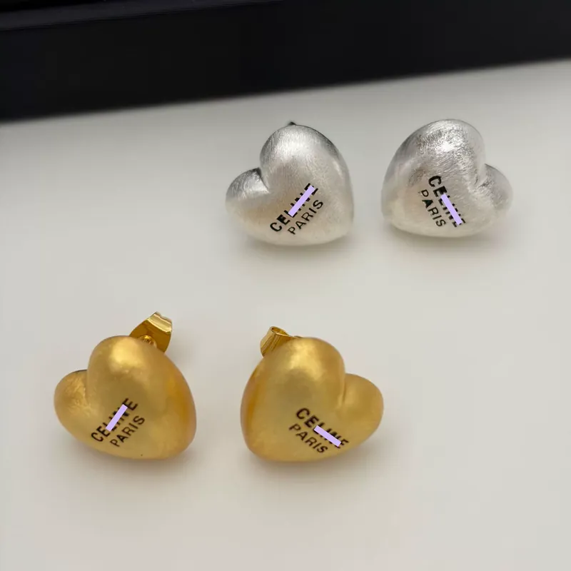Metal Heart Brushed Stud Earrings