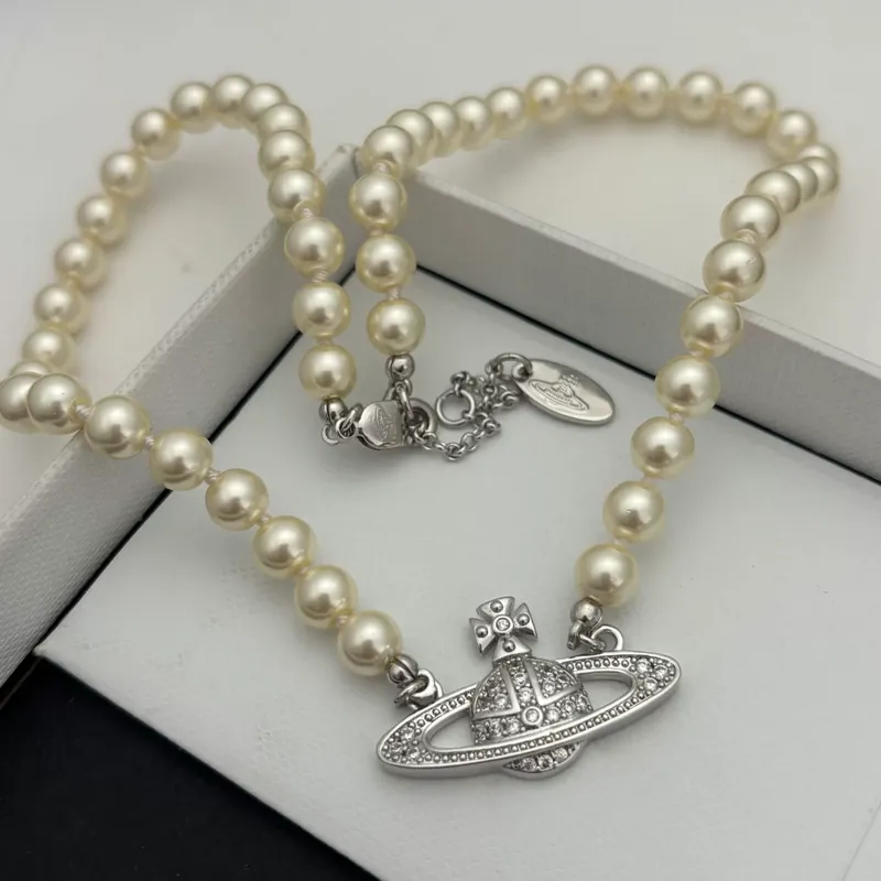 Saturn Pearl Pendant Necklace