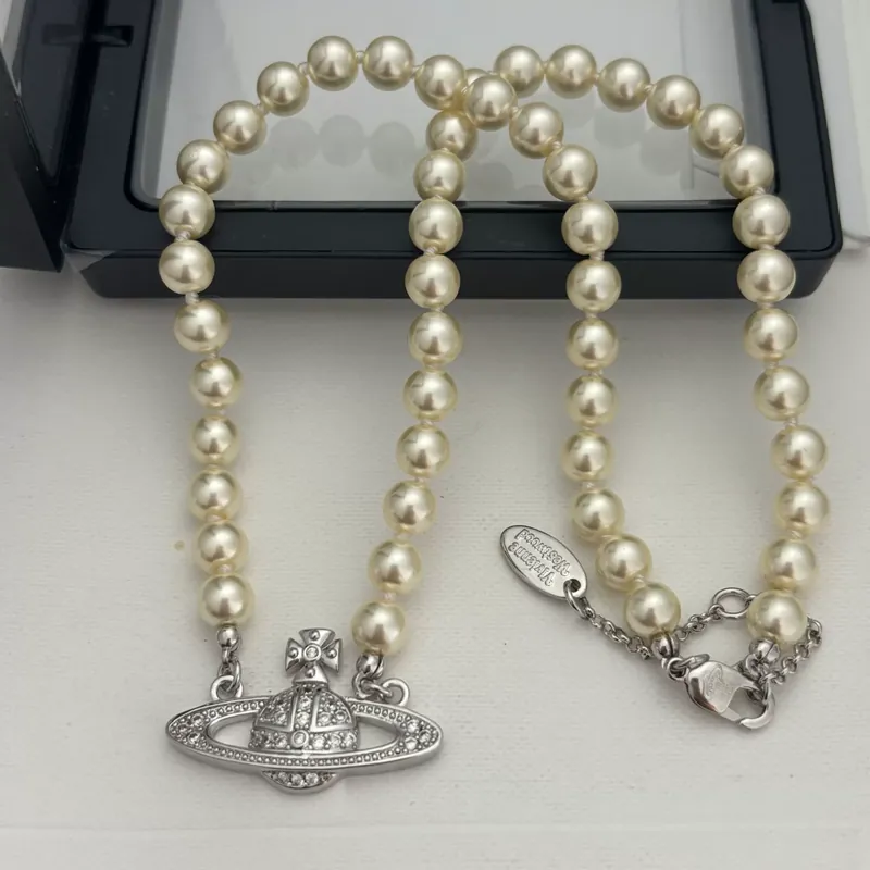 Saturn Pearl Pendant Necklace