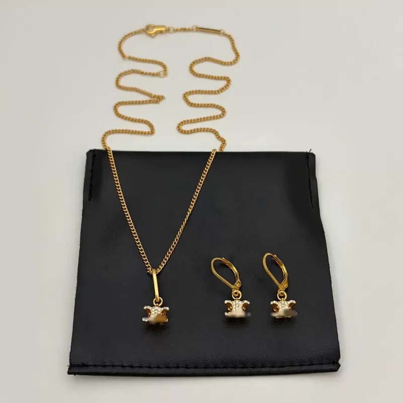 Full Pave Logo Necklace Earrings Set