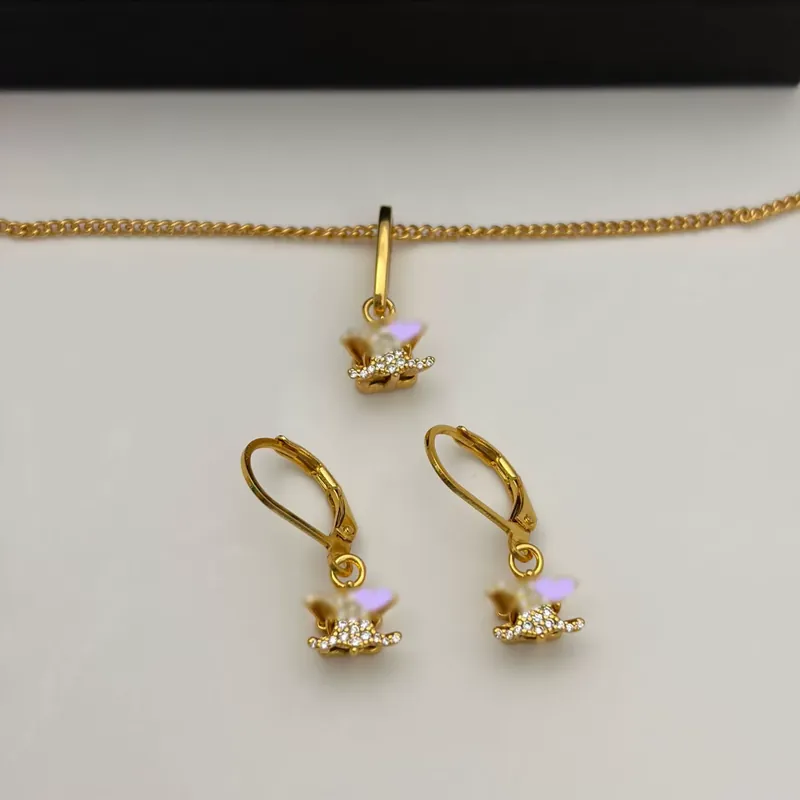 Full Pave Logo Necklace Earrings Set