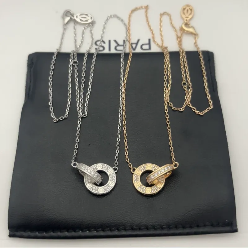 Full Pave Double Circle Necklace