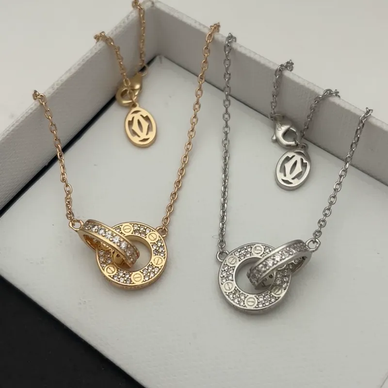 Full Pave Double Circle Necklace