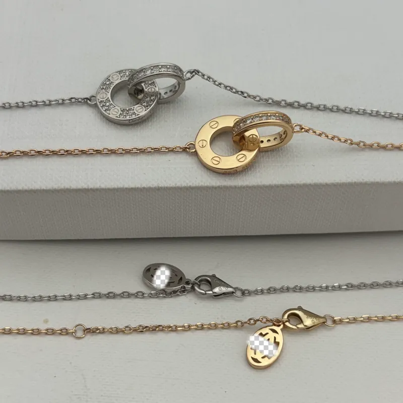Full Pave Double Circle Necklace