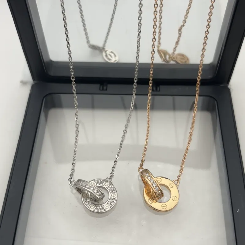 Full Pave Double Circle Necklace