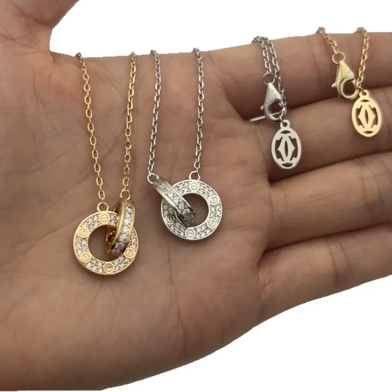 Full Pave Double Circle Necklace