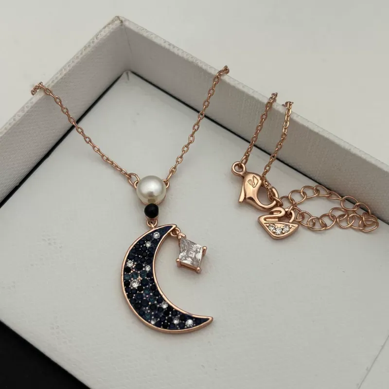Crystal Star Moon Pendant Necklace