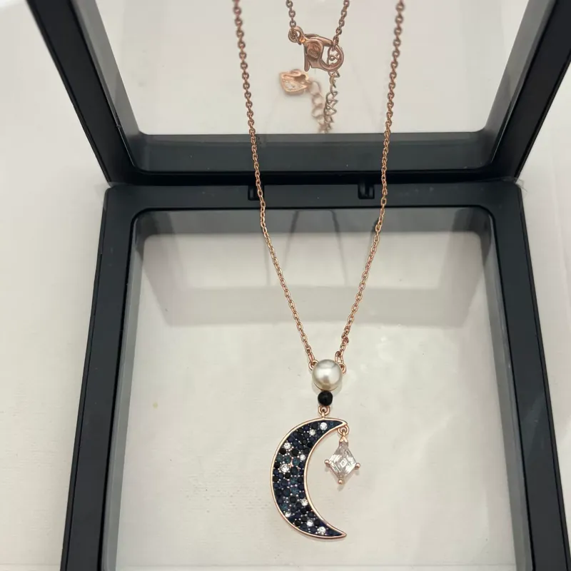 Crystal Star Moon Pendant Necklace