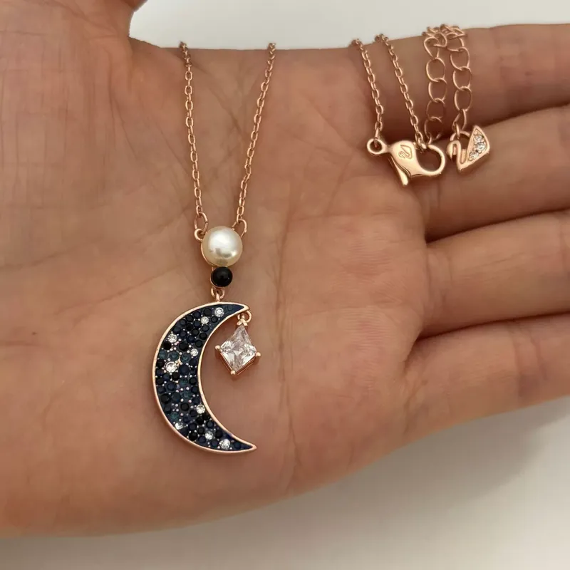 Crystal Star Moon Pendant Necklace