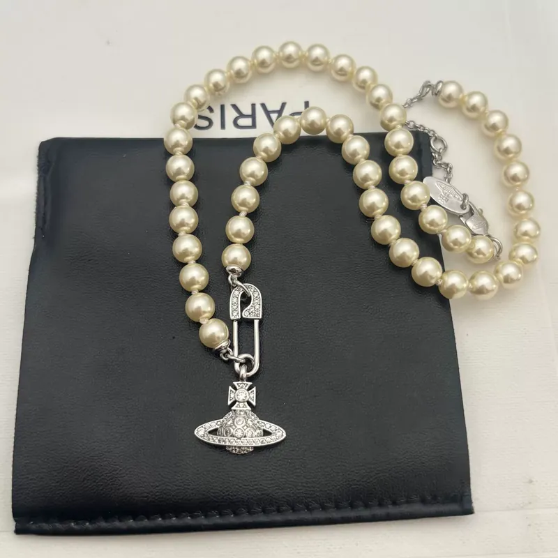 Saturn Pearl Pin Necklace