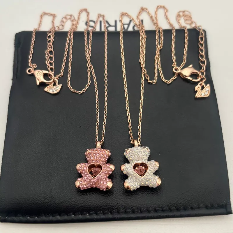 Crystal Bear Heart Necklace