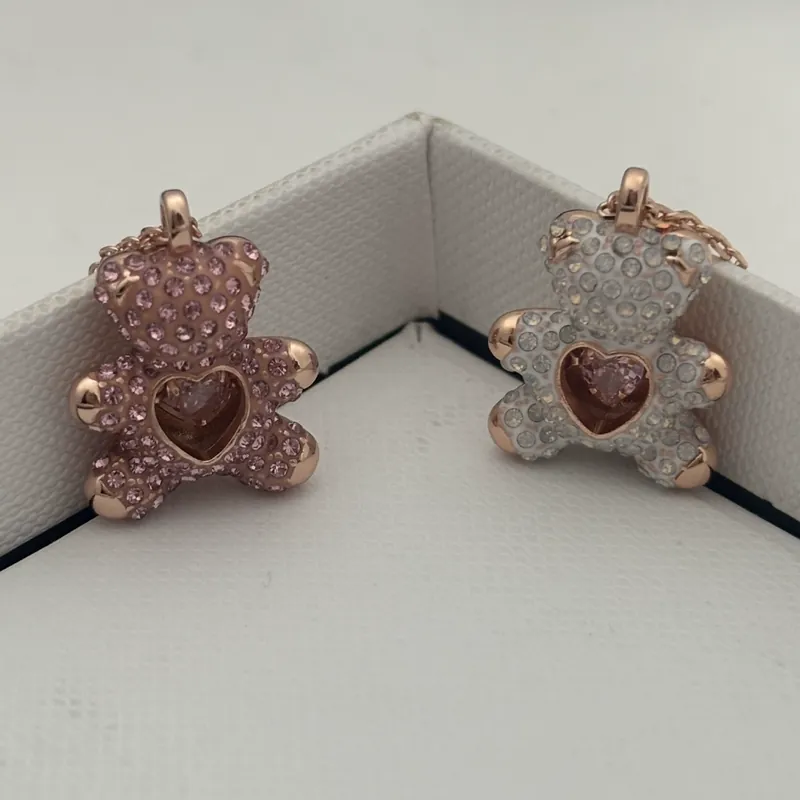 Crystal Bear Heart Necklace