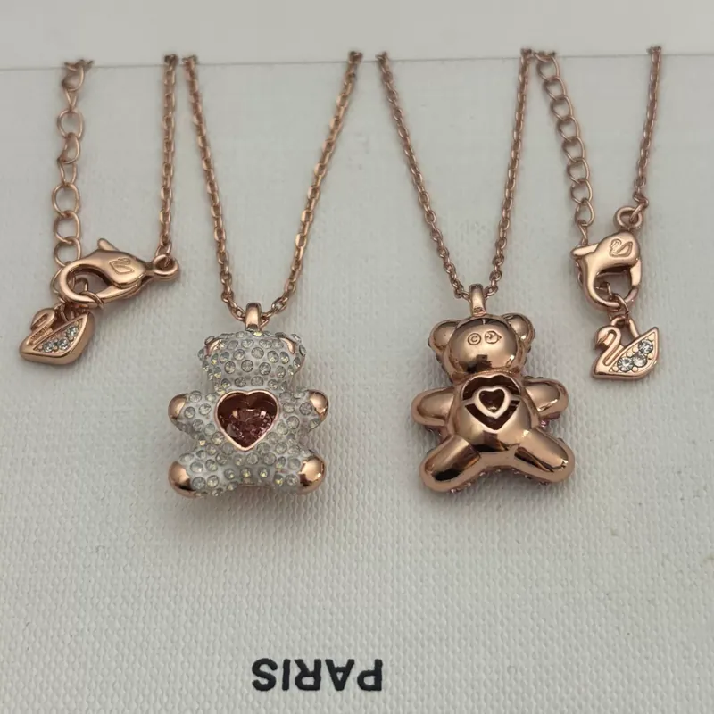 Crystal Bear Heart Necklace