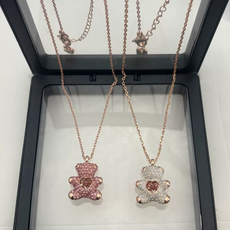 Crystal Bear Heart Necklace