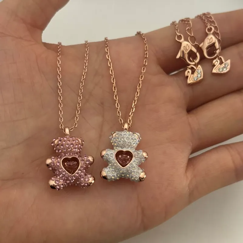 Crystal Bear Heart Necklace