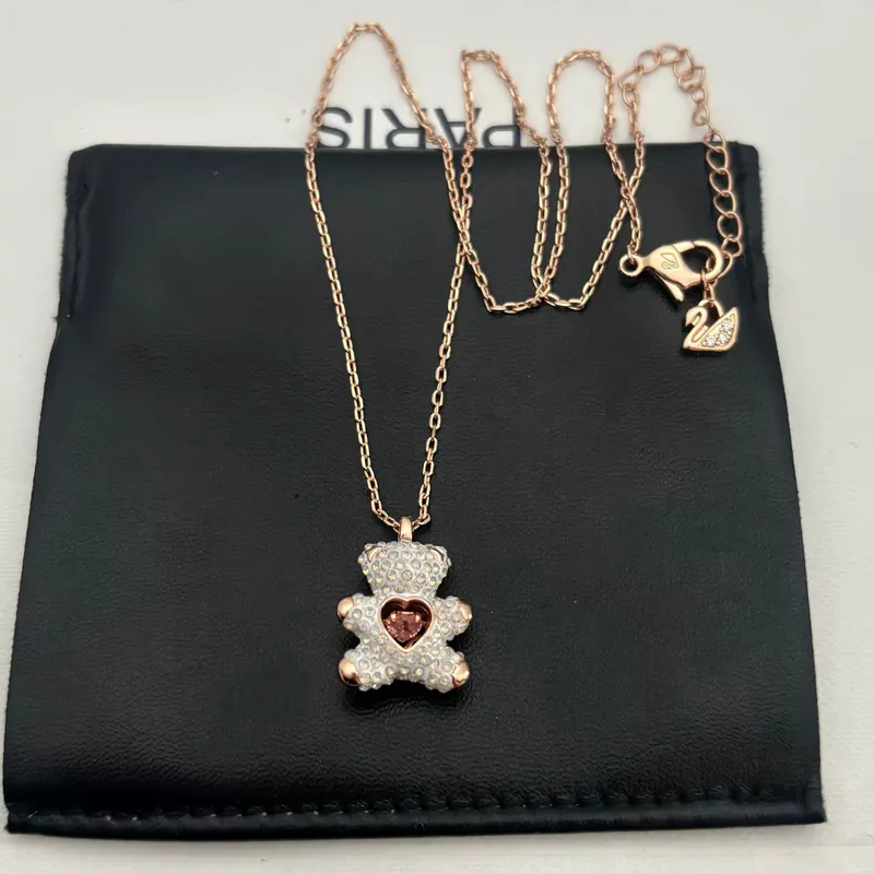Crystal Bear Heart Necklace