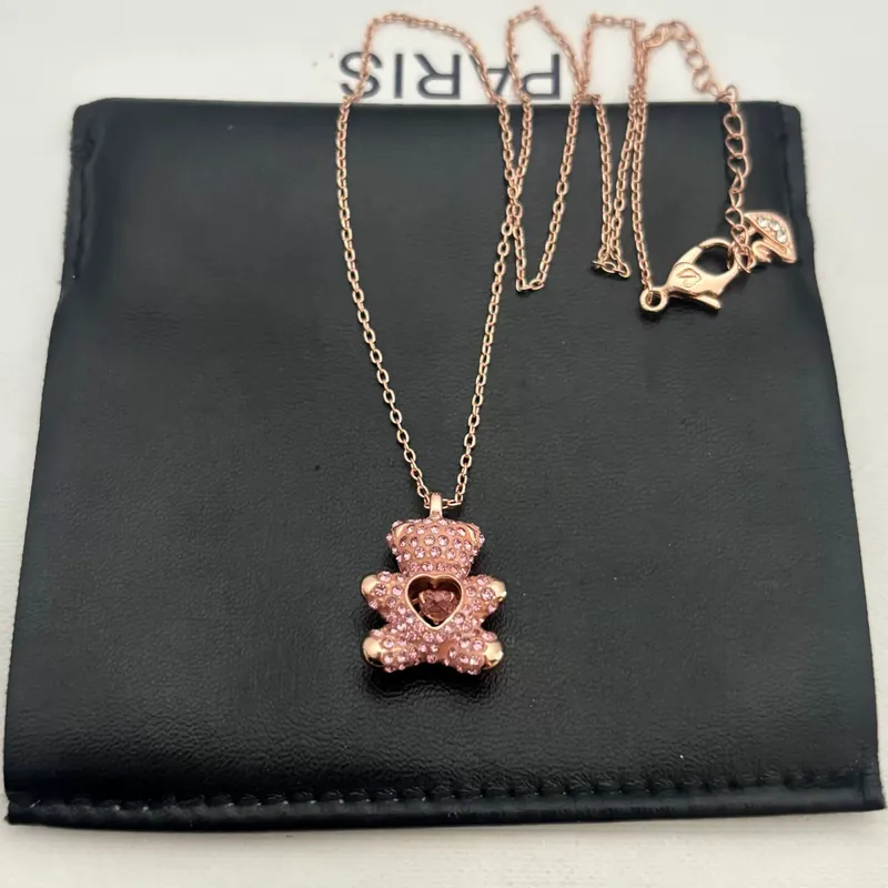 Crystal Bear Heart Necklace