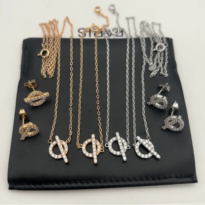 Titanium Steel Full Pave Letter Q Necklace Set