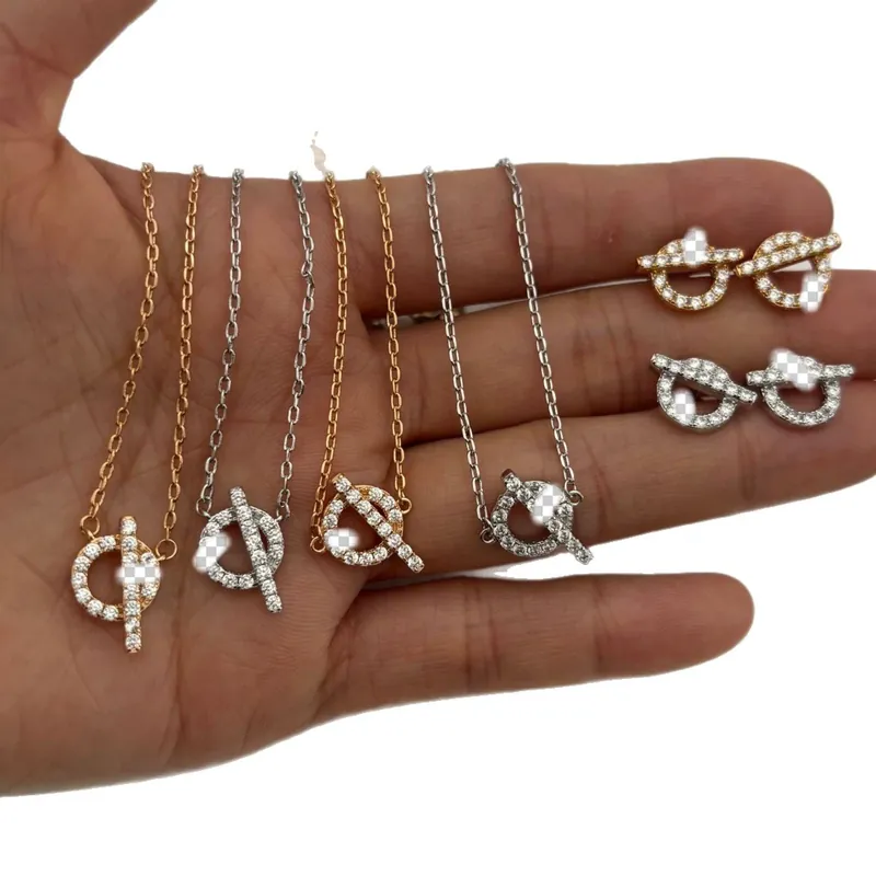 Titanium Steel Full Pave Letter Q Necklace Set