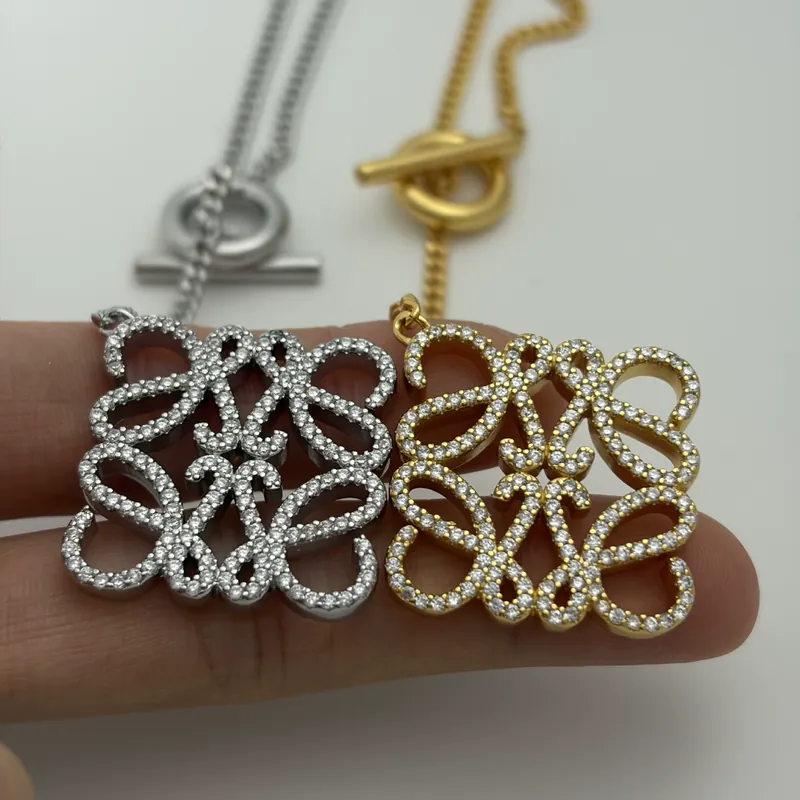 Zircon Flower Pendant Necklace