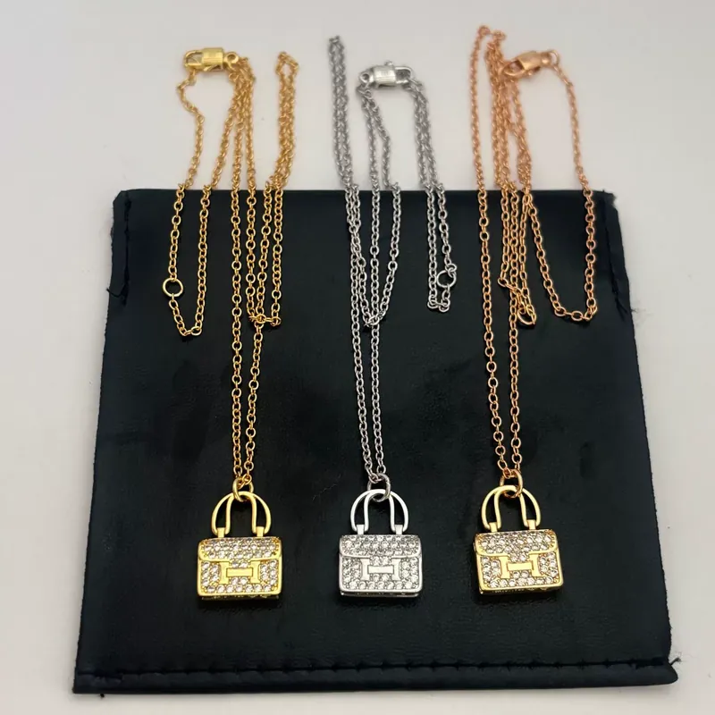 Zircon Full Pave Bag Pendant Necklace