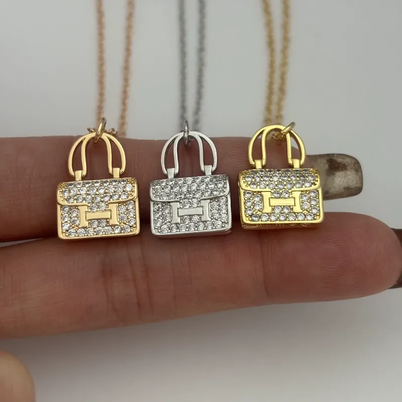 Zirkon Full Pave Tasche Anhänger Halskette