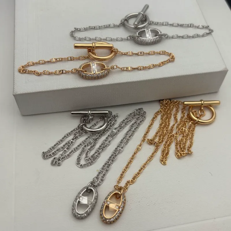 Zircon H Letter Pave Necklace Set